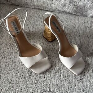 Steve Madden Cream Block Heel Sandals